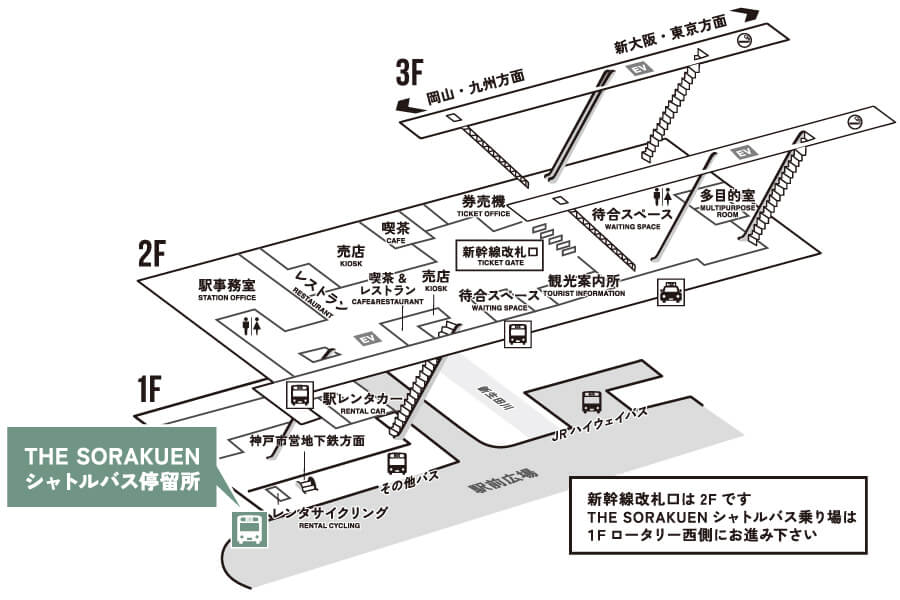 新神戸駅のシャトルバス乗り場